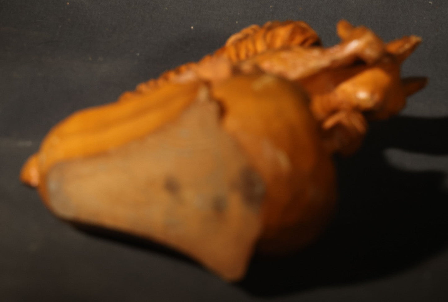 Vintage Hand-Carved Wood Folk Art Squirrel Figure Depicted Carving a Nut Shell with Mallet and Chisel