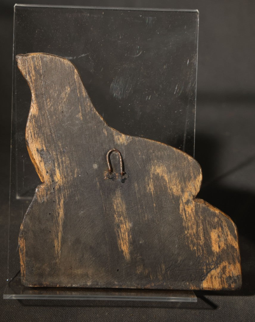 Vintage Hand-Carved Folk Art Wooden Seal Figure with Wire Hanging Loop