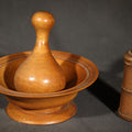 Lot 124 - Pair of Vintage Turned Wood Items Including a Folk Art Miniature Prisoner-Made Butter Churn, Maine, Possibly Buckfield, and a Mortar and Pestle