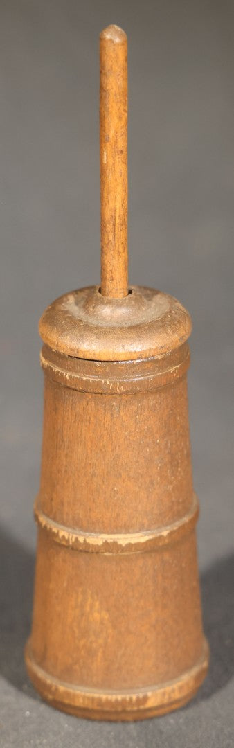Pair of Vintage Turned Wood Items including a Folk Art Miniature Prisoner-Made Butter Churn, Maine, Possibly Buckfield, and a Mortar and Pestle