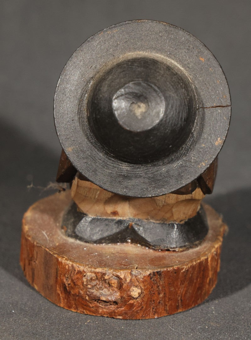 Pair of Vintage Carved and Painted Wooden Novelty Figures including a Japanese "BEER" ("ビール") Barrel Animated Figure with Pop-Up Man in Top Hat