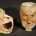 Lot 129 - Pair of Vintage Figural Character Face Ceramics Including German Hand-Painted Open-Mouth Clown Ashtray and Occupied Japan Toby Mug