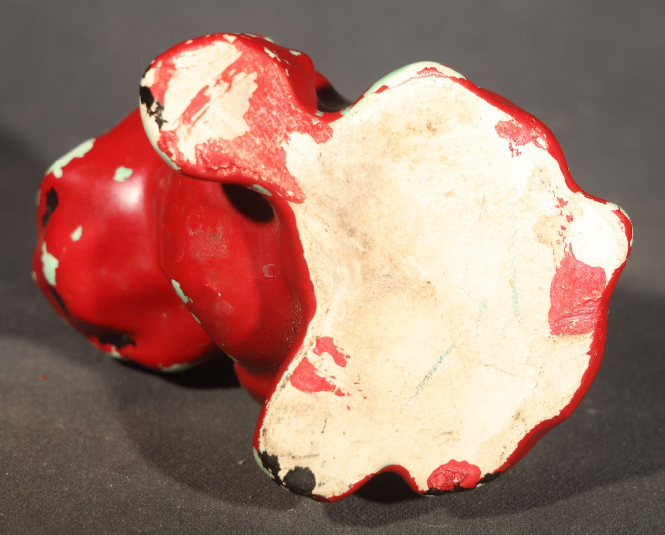 Trio of Vintage Porcelain Figures including Red Bulldog, Black Stalking Panther, and Dog with Dice