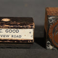 Lot 140 - Pair of Vintage Wood-Mounted Printing Blocks Including Philip C. Good Address Stamp, Concord, New Hampshire, and "SAY" Crest Block with Face