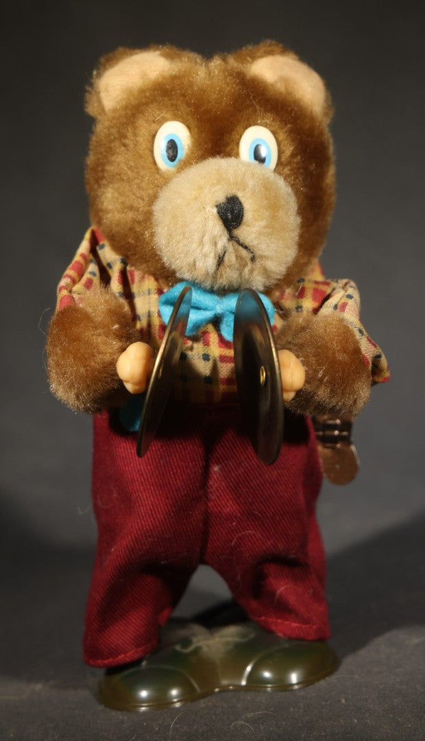 Vintage Wind-Up Cymbal-Playing Bear Toy, Made in China
