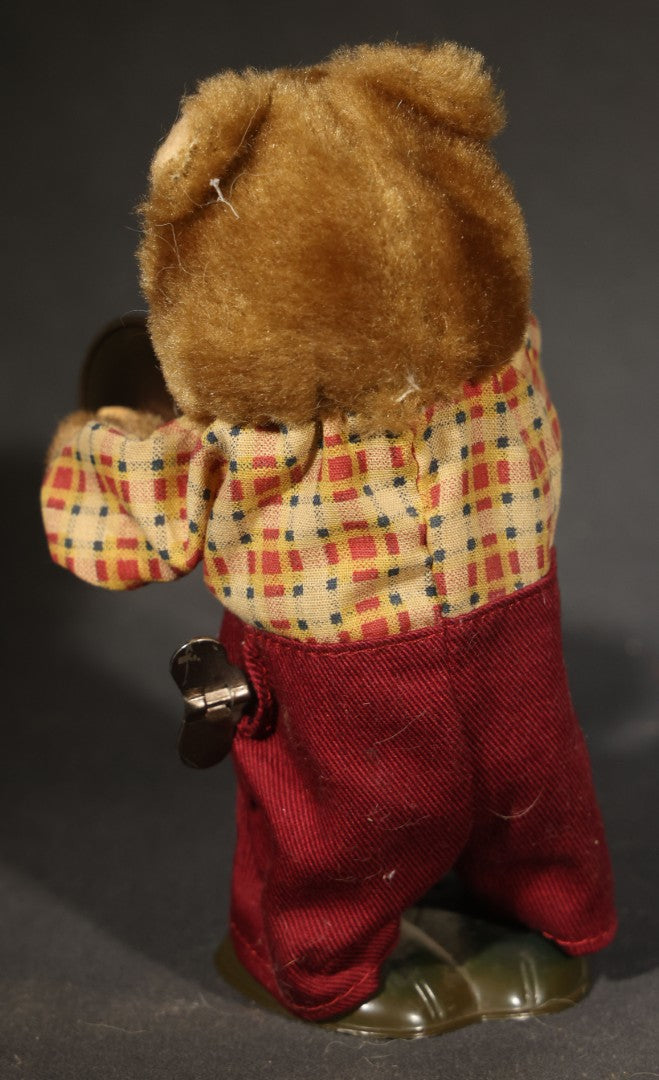Vintage Wind-Up Cymbal-Playing Bear Toy, Made in China