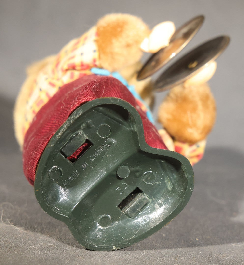 Vintage Wind-Up Cymbal-Playing Bear Toy, Made in China