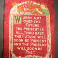 Lot 137 - Antique Felt Motto Wall Hanging, "Worry Not Over the Future," Fortune Telling Vignette with Owl and Hourglass, Marked Paco