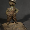 Lot 136 - Antique Austrian Cold-Painted Metal Figural Nodder Ashtray Depicting a Smoking Boy in Overalls and Hat, Marked Austria, 4-1/4" H