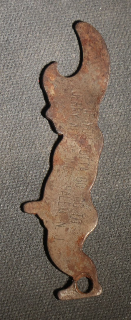 Vintage Figural Peeing Man "If You Gotta Go" Advertising Bottle Opener, Jerry Alden Inc., Salem, New Jersey
