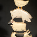 Lot 147 - Vintage Reproduction Cast Iron Stacked Farm Animals Doorstop with Cow, Sheep, Pig, Goose, and Rooster, 11-1/8" H