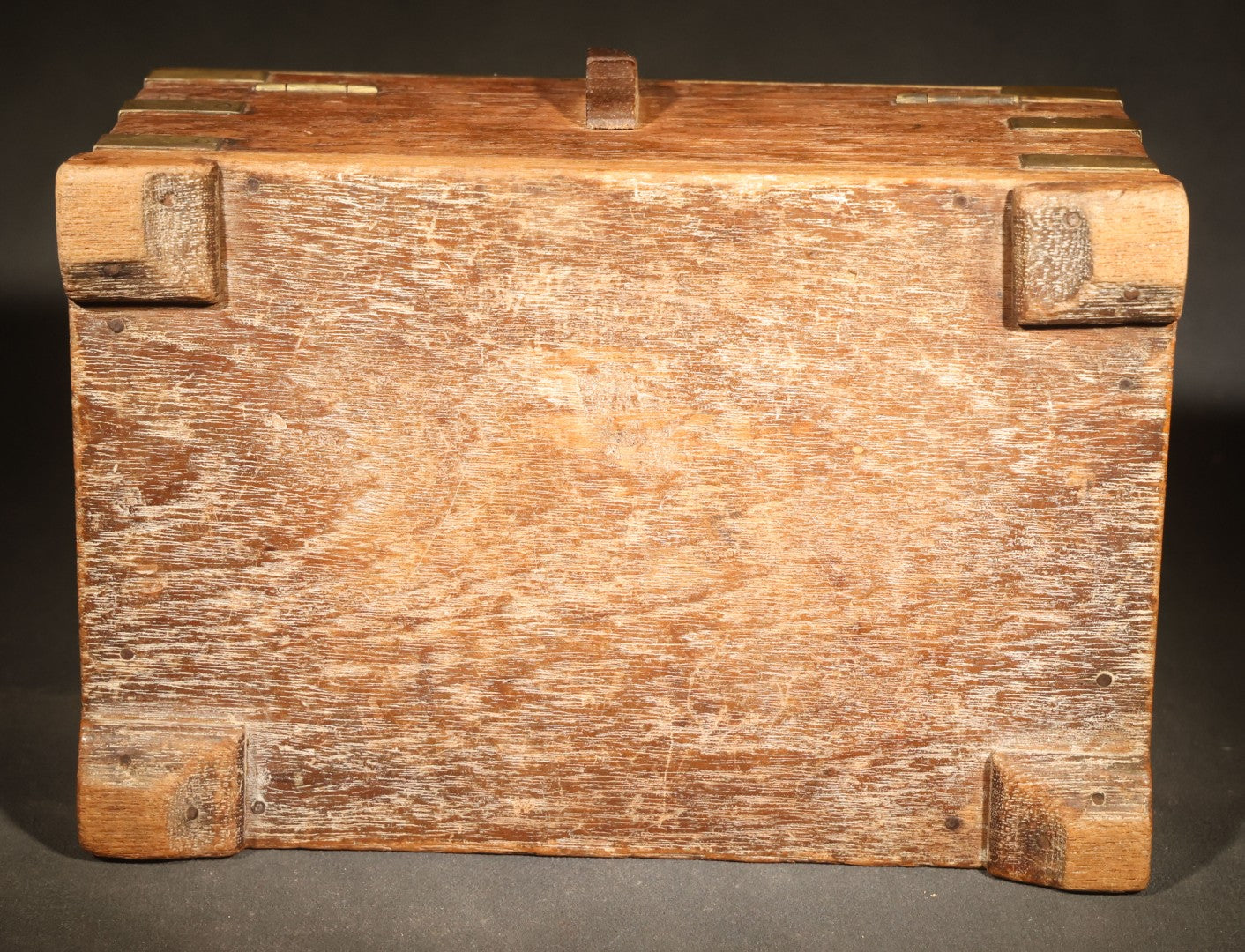 Vintage Indian Brass-Bound Wooden Box with Divided Interior and Removable Tray
