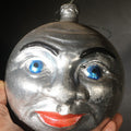 Lot 128 - Vintage Blown Glass Man in the Moon Face Christmas Ornament with Hand-Painted Features, Note Hole, 6-1/2" H