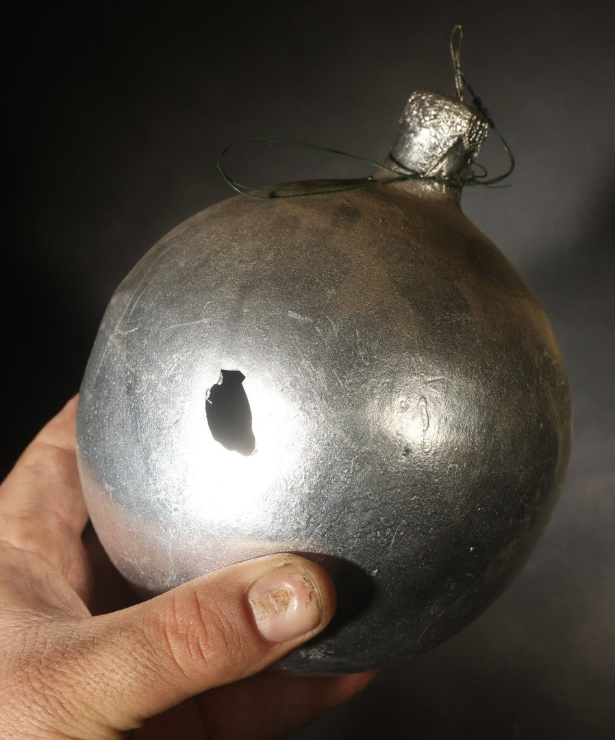 Vintage Blown Glass Man in the Moon Face Christmas Ornament with Hand-Painted Features, Note Hole