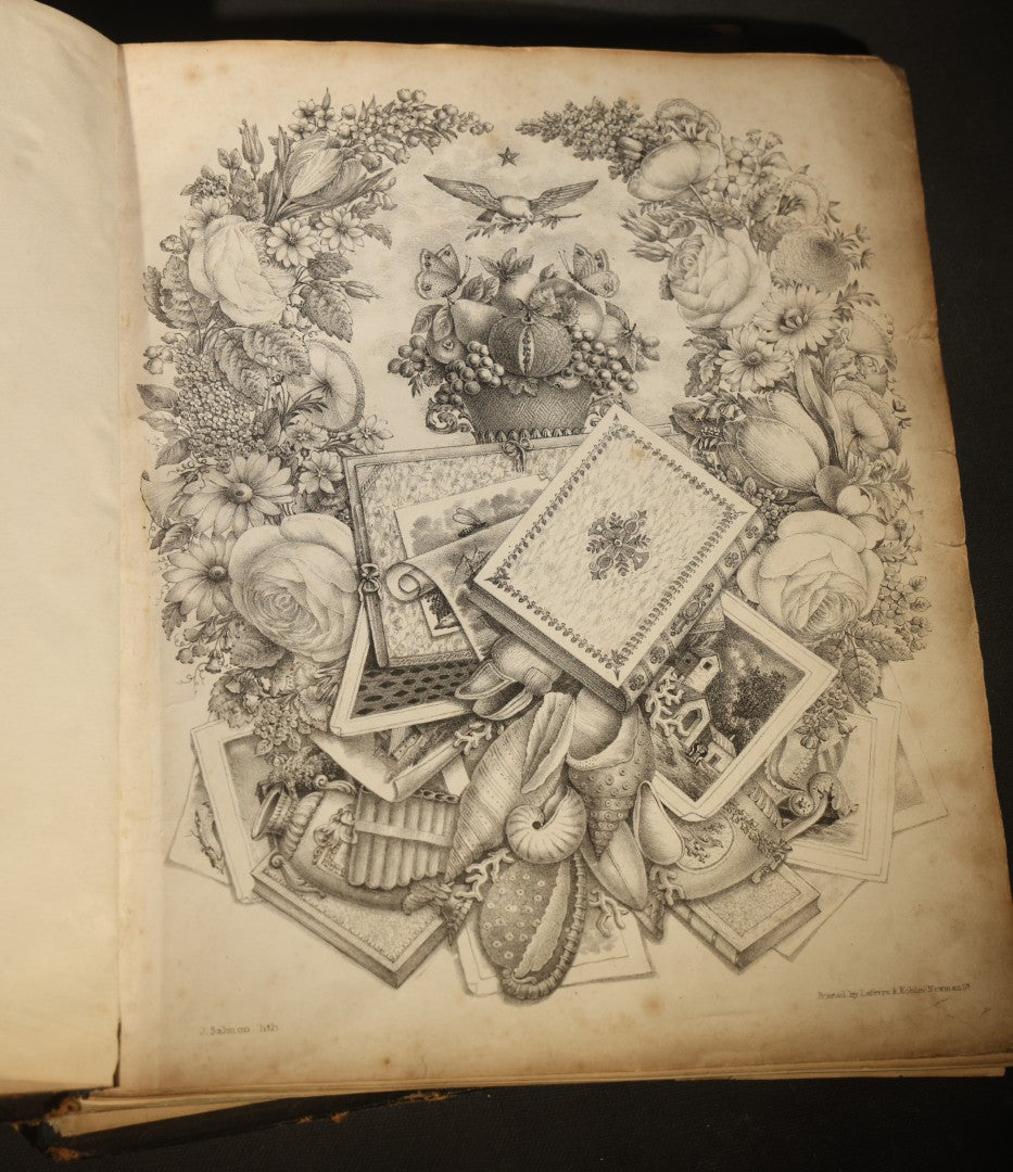 Antique Autograph Album with Handwritten Poetry, Albumen Photographs, Engravings, and Embossed Pages, Entries Beginning 1863, Printed by Lefevre & Kohler, Newman Street