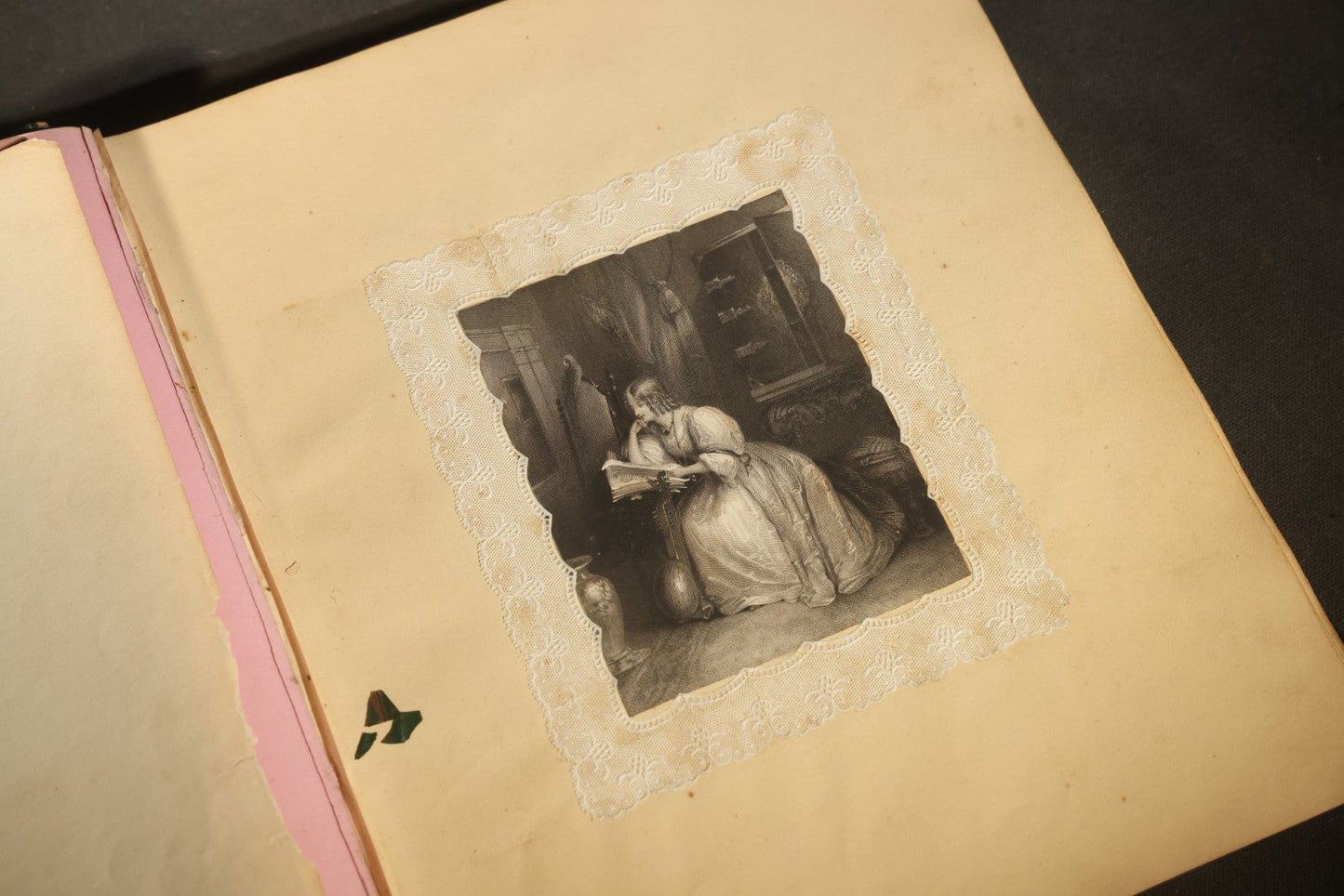 Antique Autograph Album with Handwritten Poetry, Albumen Photographs, Engravings, and Embossed Pages, Entries Beginning 1863, Printed by Lefevre & Kohler, Newman Street