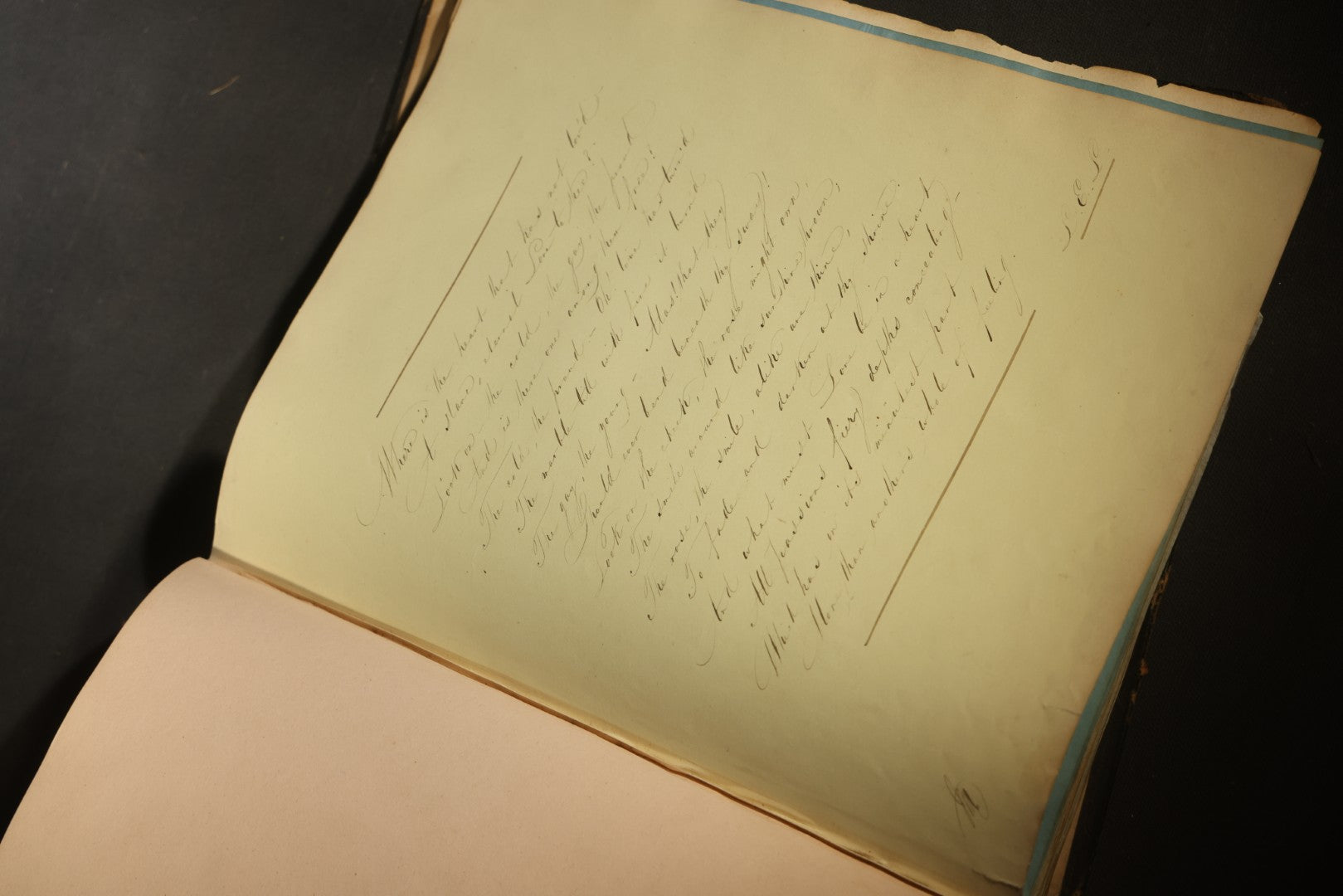 Antique Autograph Album with Handwritten Poetry, Albumen Photographs, Engravings, and Embossed Pages, Entries Beginning 1863, Printed by Lefevre & Kohler, Newman Street
