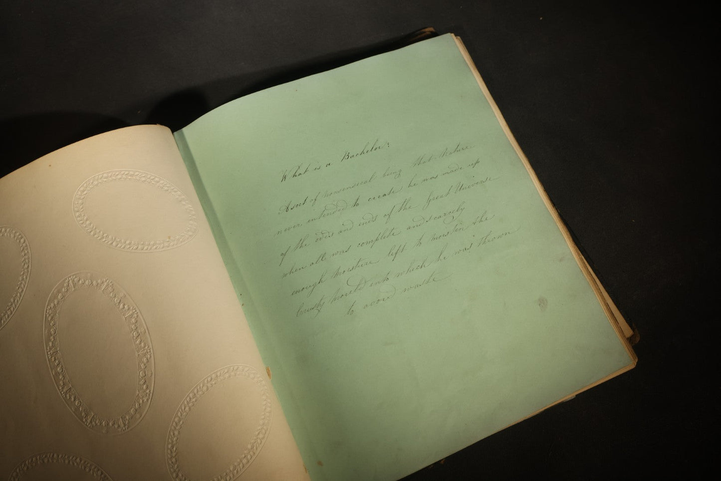 Antique Autograph Album with Handwritten Poetry, Albumen Photographs, Engravings, and Embossed Pages, Entries Beginning 1863, Printed by Lefevre & Kohler, Newman Street