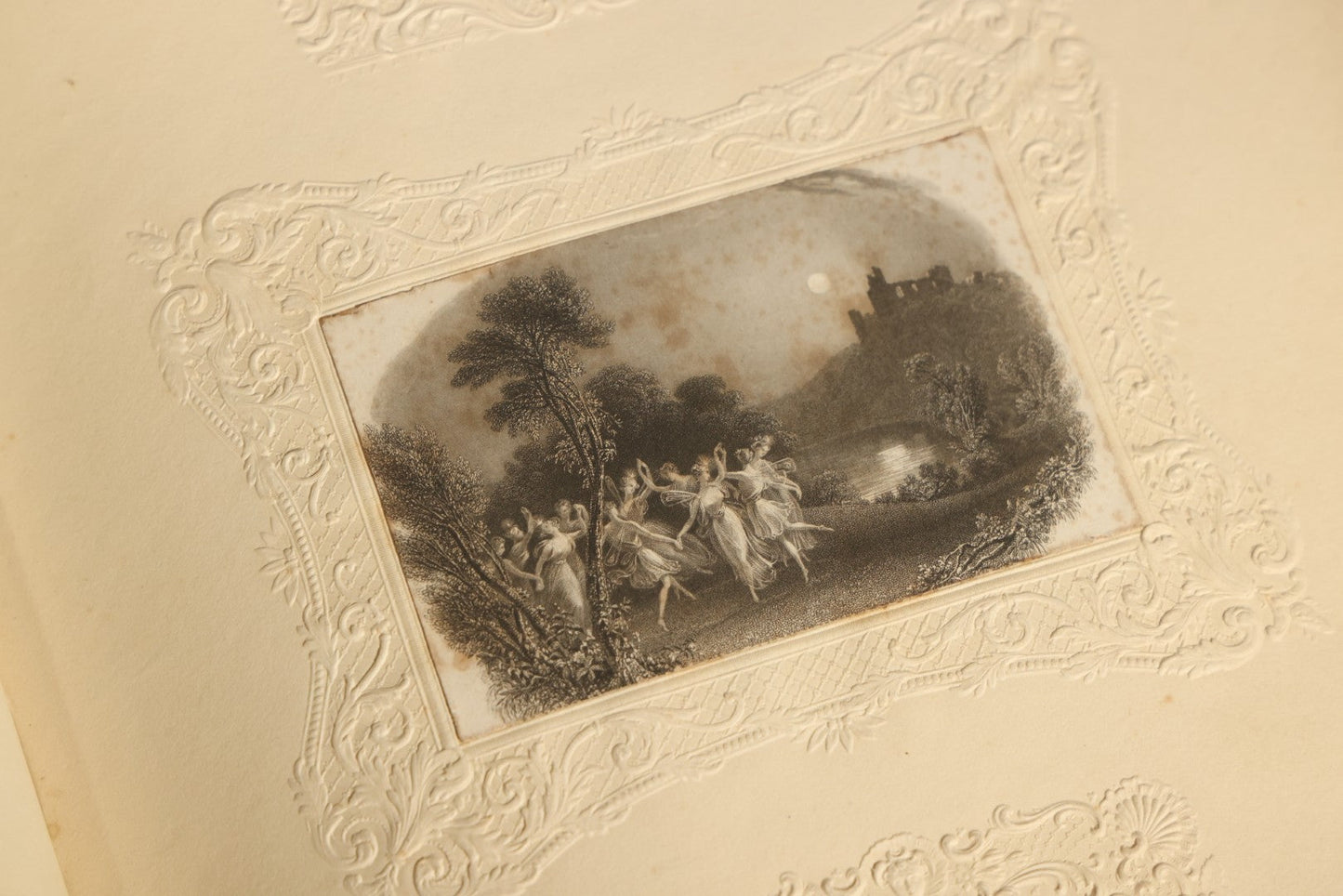 Antique Autograph Album with Handwritten Poetry, Albumen Photographs, Engravings, and Embossed Pages, Entries Beginning 1863, Printed by Lefevre & Kohler, Newman Street
