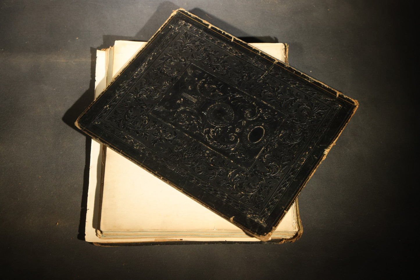 Antique Autograph Album with Handwritten Poetry, Albumen Photographs, Engravings, and Embossed Pages, Entries Beginning 1863, Printed by Lefevre & Kohler, Newman Street