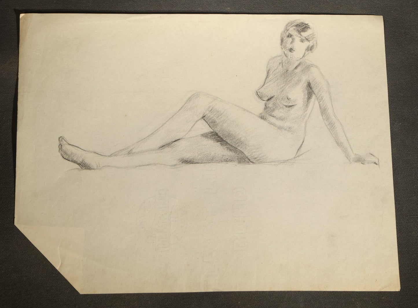 Antique Double-Sided Pencil Sketch of a Reclining Female Nude Figure Study