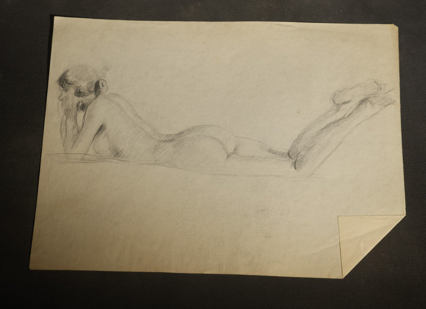 Antique Double-Sided Pencil Sketch of a Reclining Female Nude Figure Study