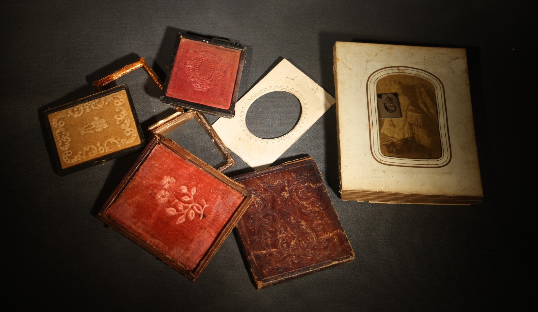 Grouping of Antique Cased Image Parts and Components for Repair, Offered As Found