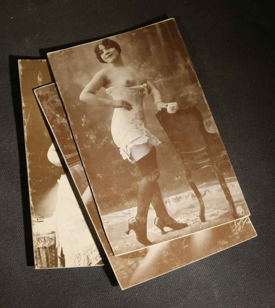 Grouping of Five Vintage Reproduction Arcade Cards of Nude Women