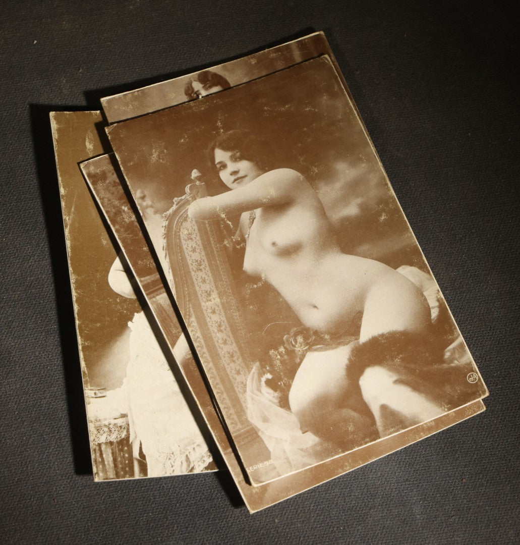 Grouping of Five Vintage Reproduction Arcade Cards of Nude Women