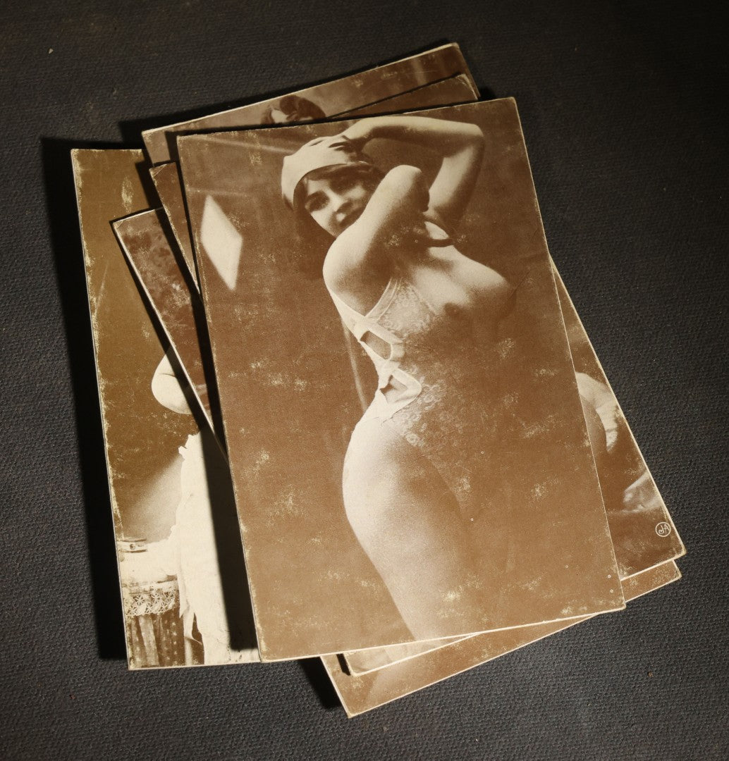 Grouping of Five Vintage Reproduction Arcade Cards of Nude Women