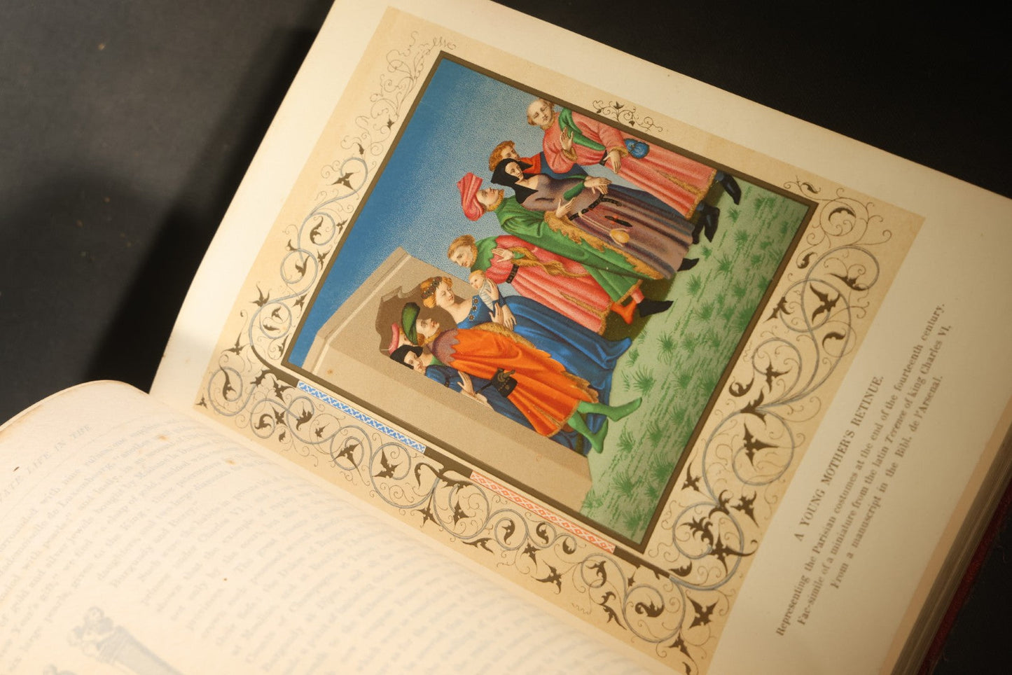 "Manners, Customs, and Dress During the Middle Ages and During the Renaissance Period" Antique Illustrated Book by Paul Lacroix, with Chromolithograph Prints by F. Kellerhoven, Published by D. Appleton and Co., New York, 1874