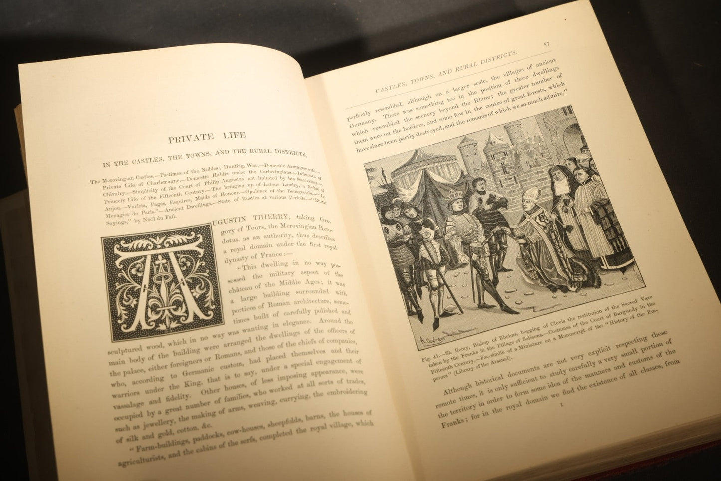 "Manners, Customs, and Dress During the Middle Ages and During the Renaissance Period" Antique Illustrated Book by Paul Lacroix, with Chromolithograph Prints by F. Kellerhoven, Published by D. Appleton and Co., New York, 1874