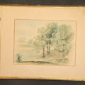 Lot 180 - Vintage Watercolor Painting on Paper, Landscape with Trees Along a Riverbank, Framed, 13-1/8" W x 10-3/8" H