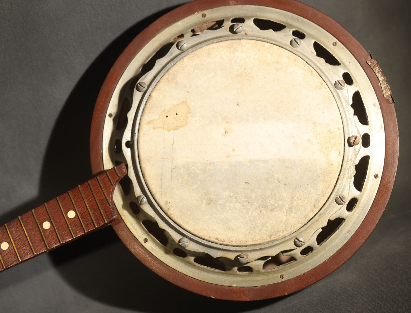 Vintage Eight-String Mandolin Banjo with Wooden Resonator Back, No Strings
