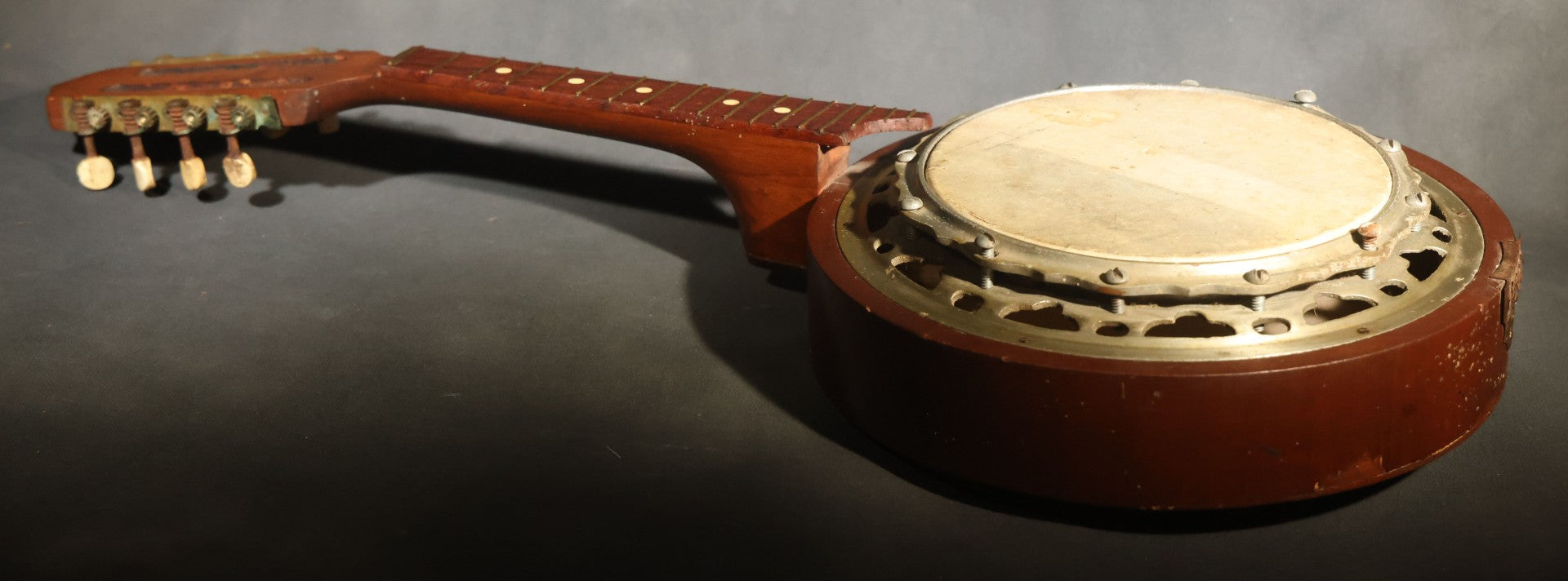 Vintage Eight-String Mandolin Banjo with Wooden Resonator Back, No Strings