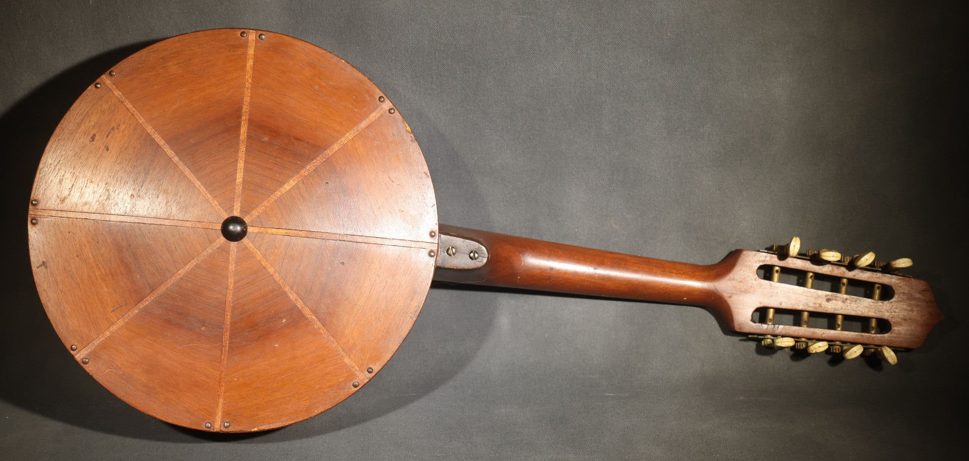 Vintage Eight-String Mandolin Banjo with Wooden Resonator Back, No Strings