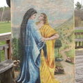 Lot 020 - Antique Wall-Height Unframed Oil Painting on Canvas, Ruth's Declaration of Devotion to Naomi on the Road from Moab to Bethlehem, Old Testament Biblical Subject, After Philip Hermogenes Calderon, 29-1/2" W x 66" H