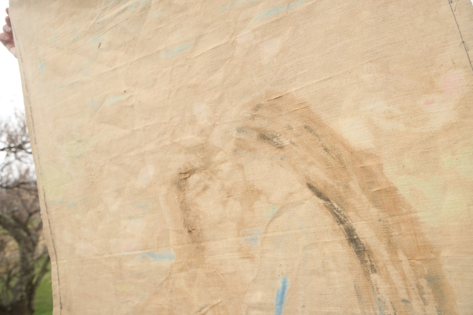 Antique Wall-Height Unframed Oil Painting on Canvas, Ruth's Declaration of Devotion to Naomi on the Road from Moab to Bethlehem, Old Testament Biblical Subject, After Philip Hermogenes Calderon