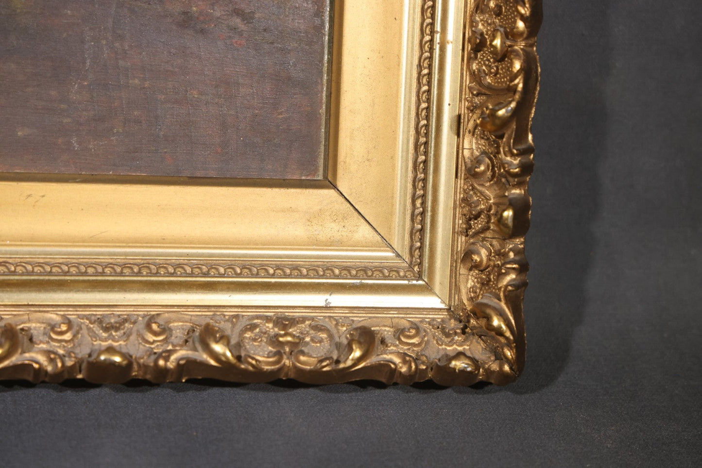Antique Oil Painting on Board, Birch Tree-Lined Path Landscape, Circa 1906-1907, by Sara N. Goodwin of South Berwick, Maine, in Gilt Frame