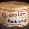 Lot 048 - Antique Campfire Marshmallows 5 Lb. Round Tin, Manufactured by Angelus-Campfire Company, Chicago, Illinois, 10" W