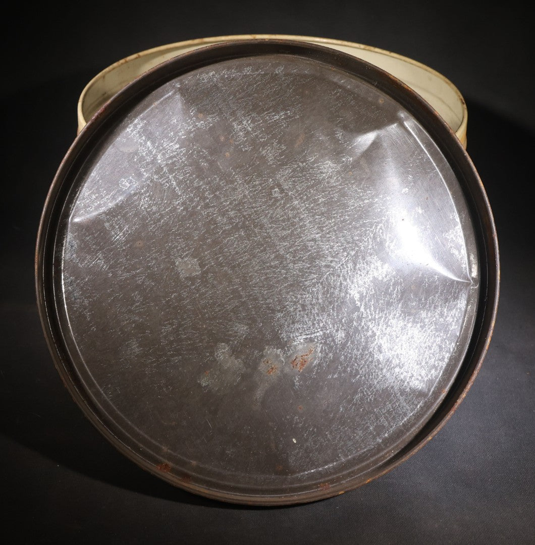 Antique Campfire Marshmallows 5 Lb. Round Tin, Manufactured by Angelus-Campfire Company, Chicago, Illinois