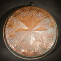 Lot 049 - Antique Copper Food Mold with Embossed Eight-Pointed Star and Scroll Decoration, Tin-Lined Interior, Iron Hanging Ring, 15-7/8" W