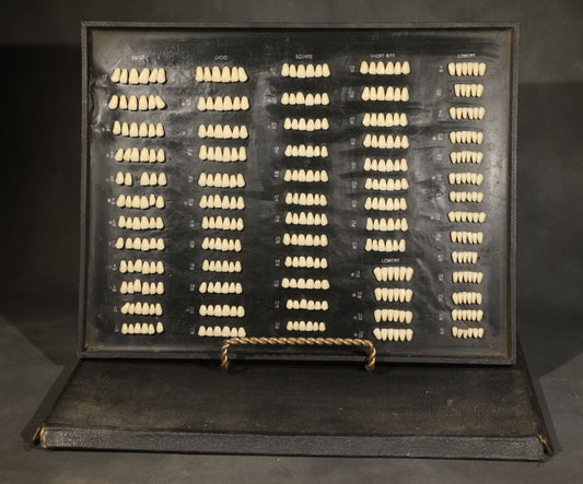 Vintage Dr. Myerson's "True-Blend" and "Modern-Blend" Prosthetic Dental Tooth Sample Display Case, Manufactured by Ideal Tooth Incorporated, Cambridge, Massachusetts