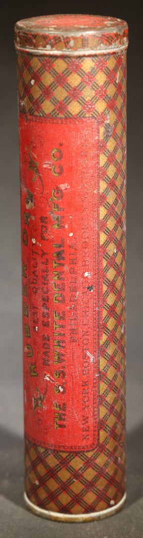 Pair of Antique Dental Advertising Tins including Phenomint Tooth Powder by Ashel Boyden & Son, Boston, Massachusetts and S.S. White Dental Mfg. Co. Rubber Dam