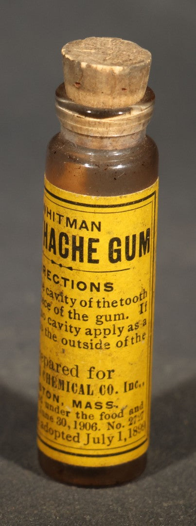 Trio of Antique Labeled Bottles including Listerine from Paxson & Rockefeller Co. of Butte, Montana, No. 4711 Eau de Cologne Smelling Salts by Mulhens & Kropff, and Whitman Toothache Gum