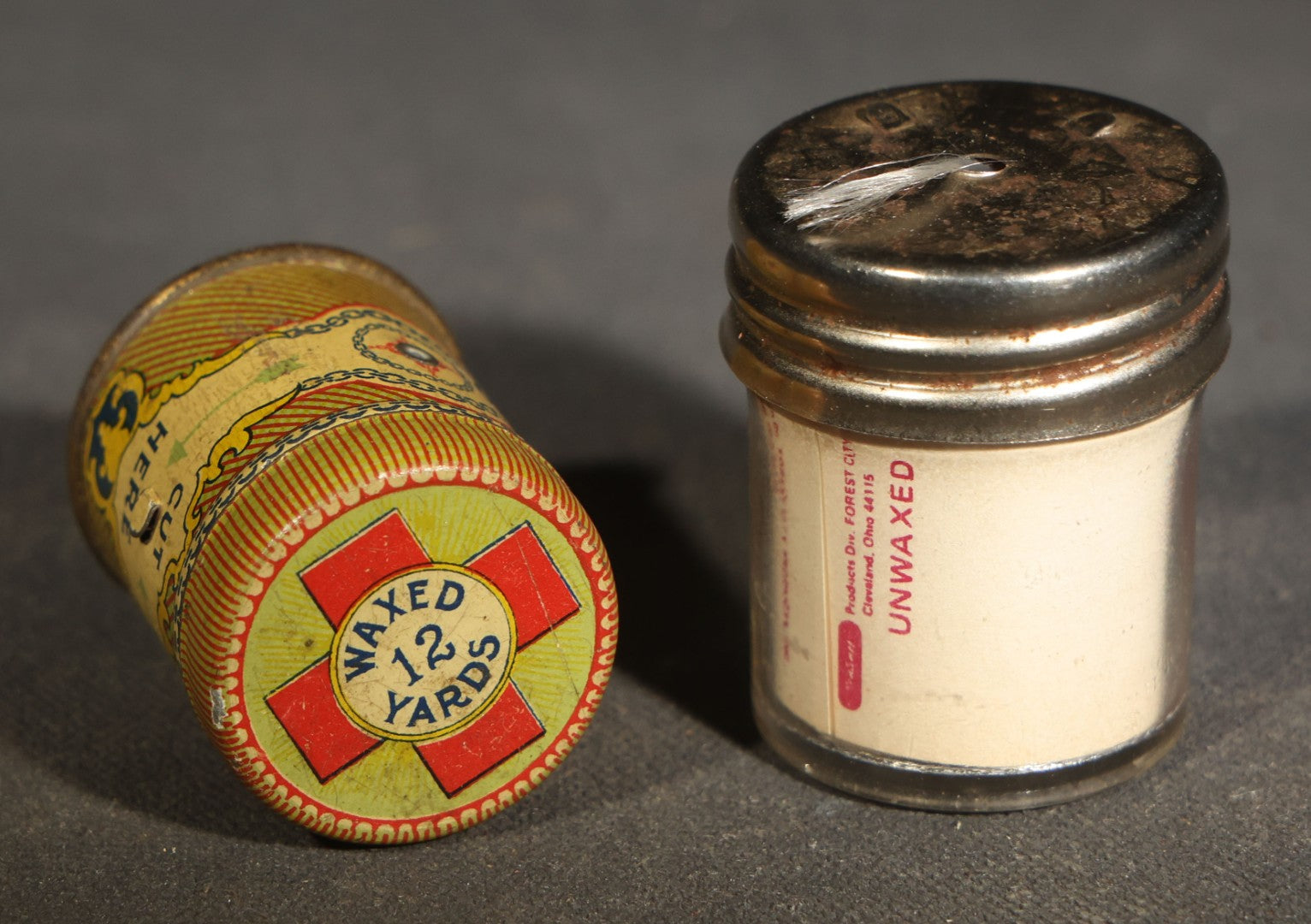 Grouping of Six Vintage Pharmaceutical and Personal Care Products including Parke-Davis Medicated Throat Discs, Rectal Medicone Suppositories, and Cal-Bis-Ma Alkaline Powder