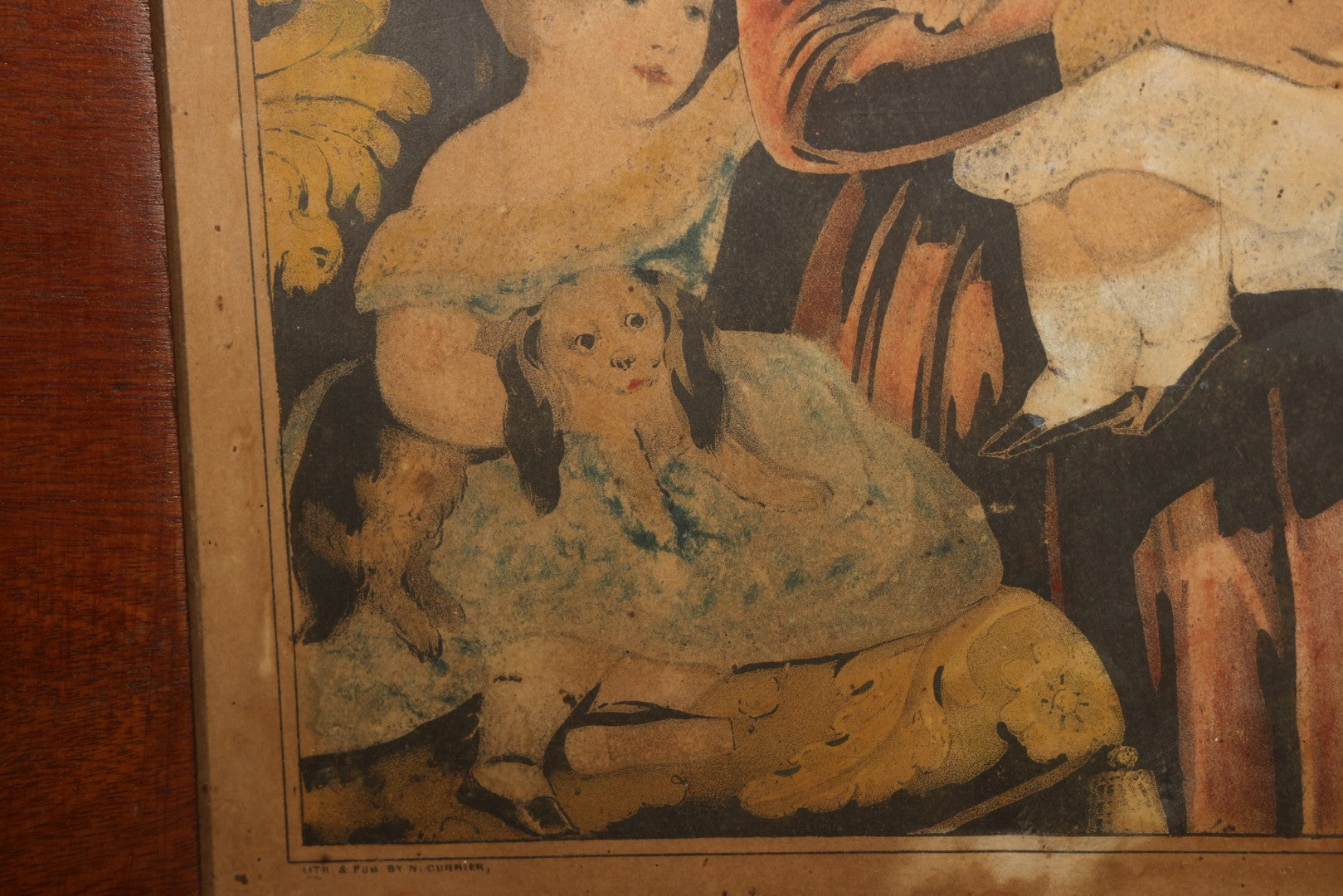 Antique "The Young Mother" Hand-Colored Lithograph Print, Published by N. Currier, 152 Nassau Street, New York