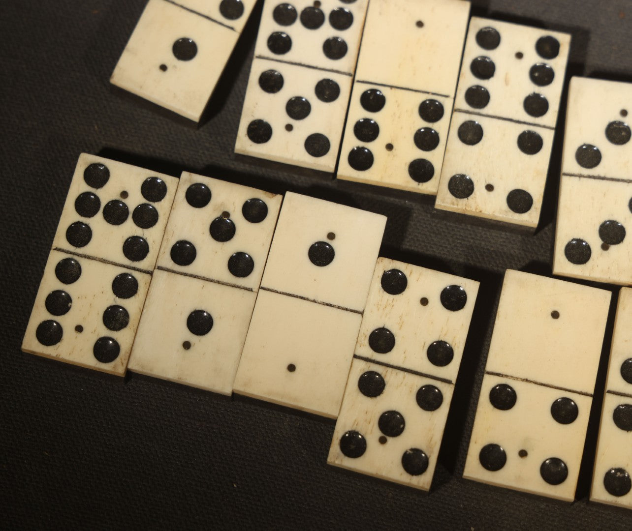 Antique Bone and Ebony Wood Domino Set, Incomplete