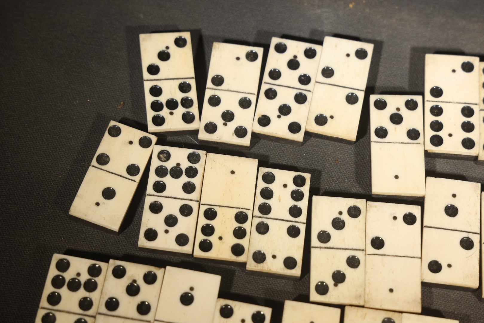 Antique Bone and Ebony Wood Domino Set, Incomplete