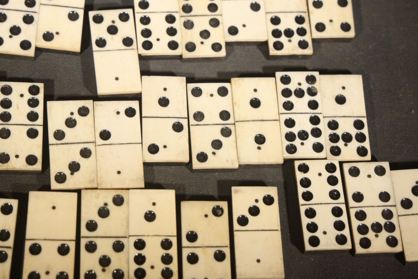 Antique Bone and Ebony Wood Domino Set, Incomplete